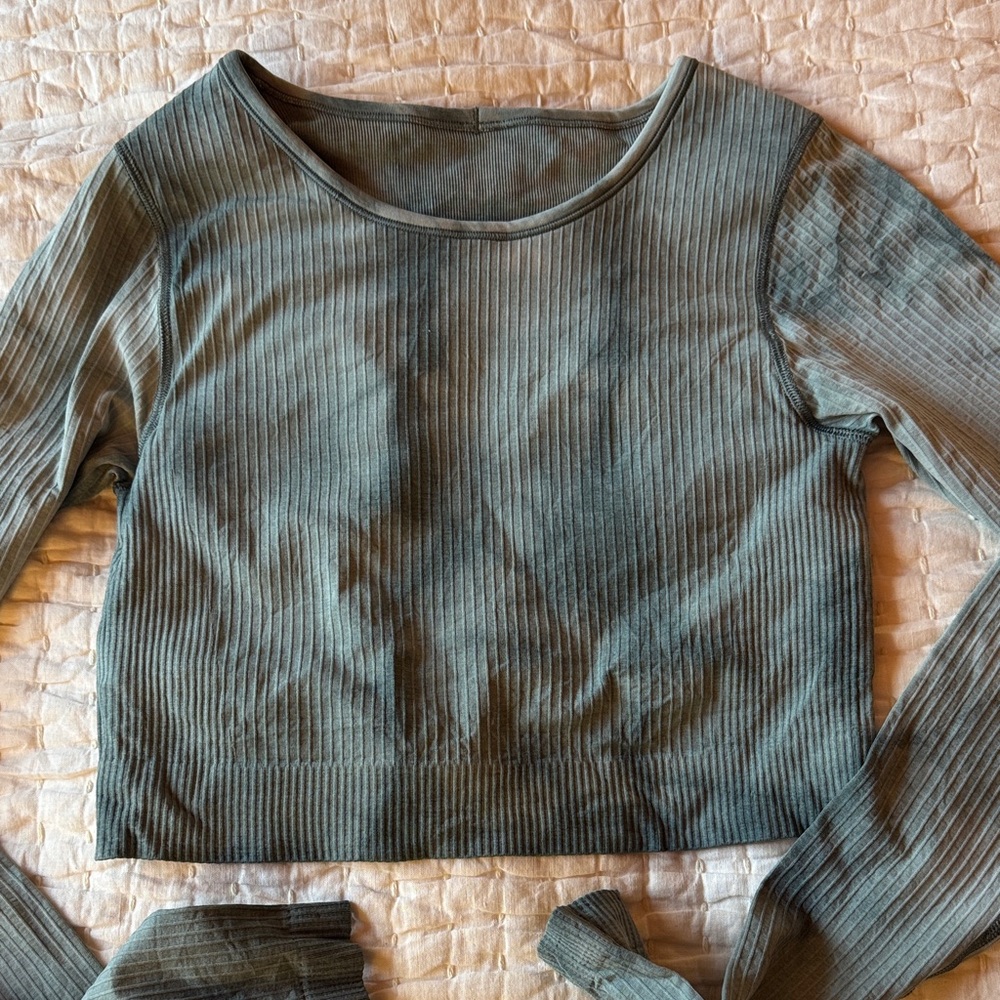 lululemon Ribbed Marble Long Sleeve Top with Built in Bra
